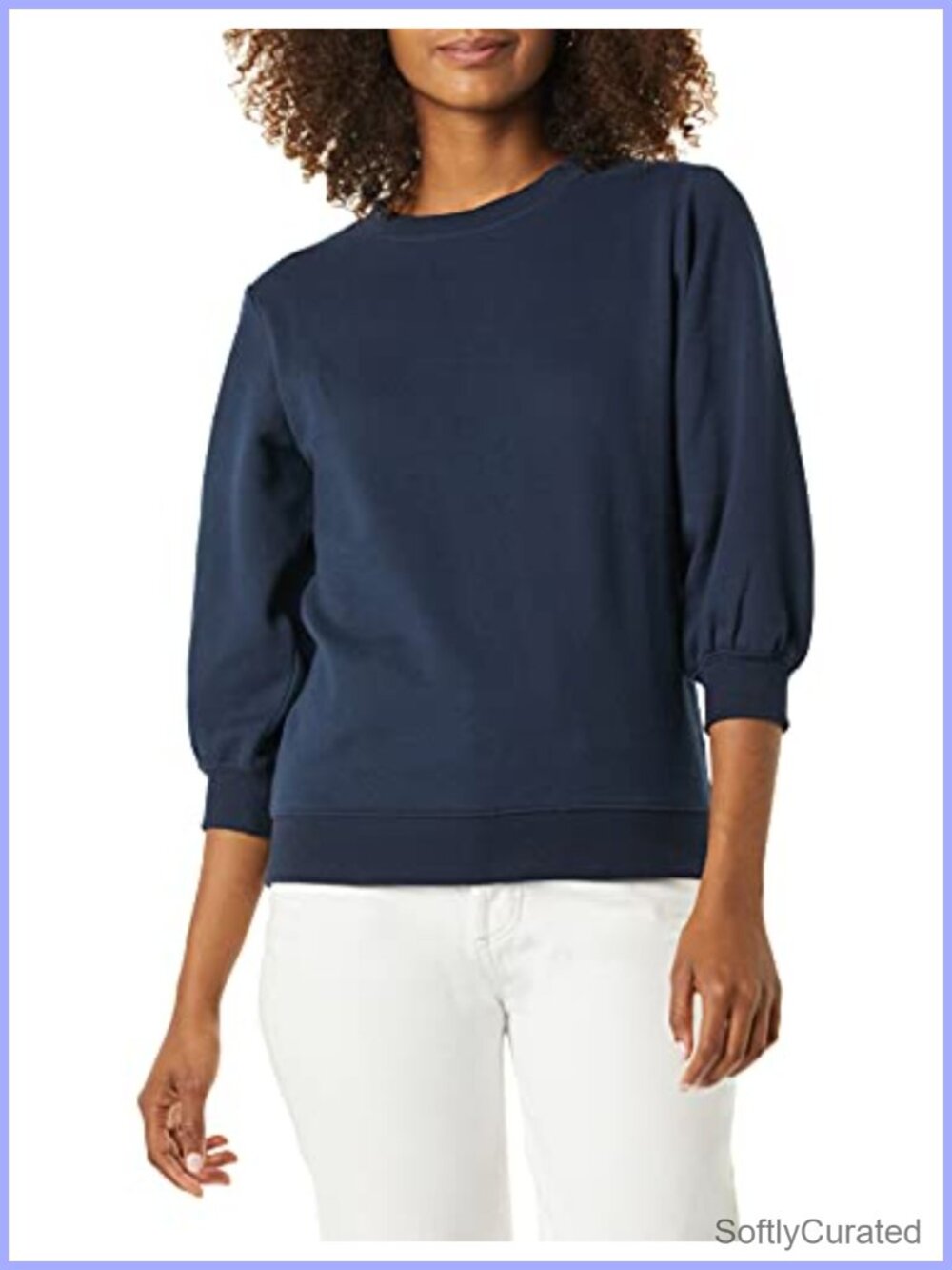 French Terry Fleece Crewneck Sweatshirt Blouson Sleeve